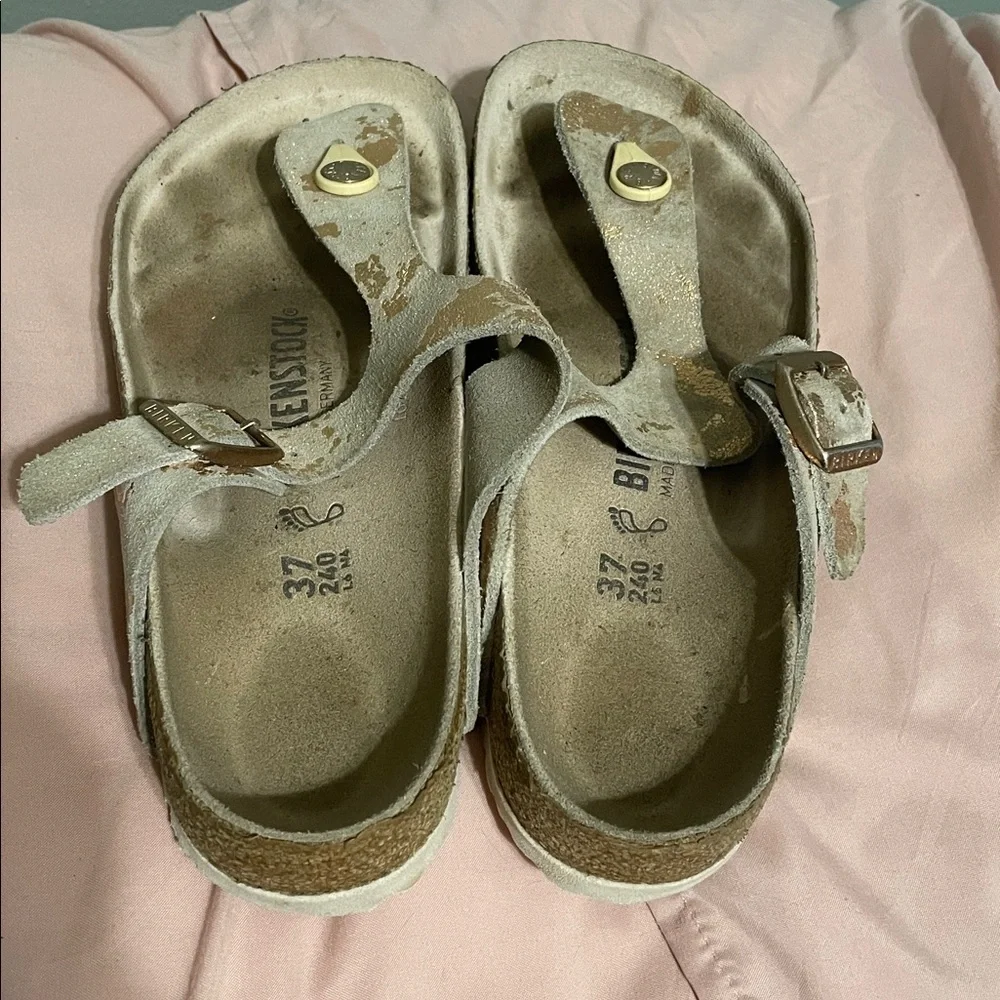 Birkenstock Gizeh Vintage Metallic Rose Copper Suede Nar Size 37 EU/6.5 US - Picture 8 of 10